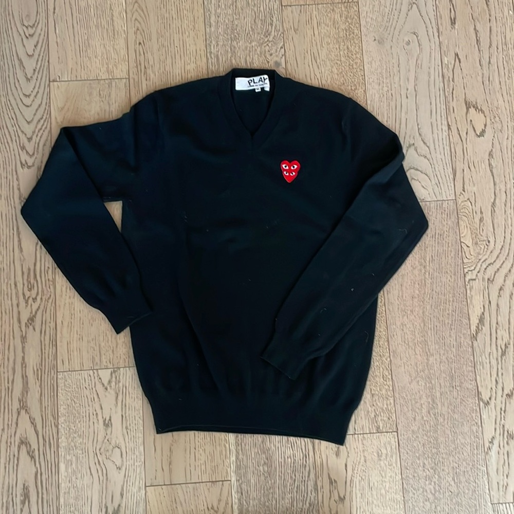 Comme des garçons men's v neck black sweater
